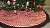 Vintage Shabby Rustic Chic Handmade Ruffled Christmas Tree Skirt 4' diameter.